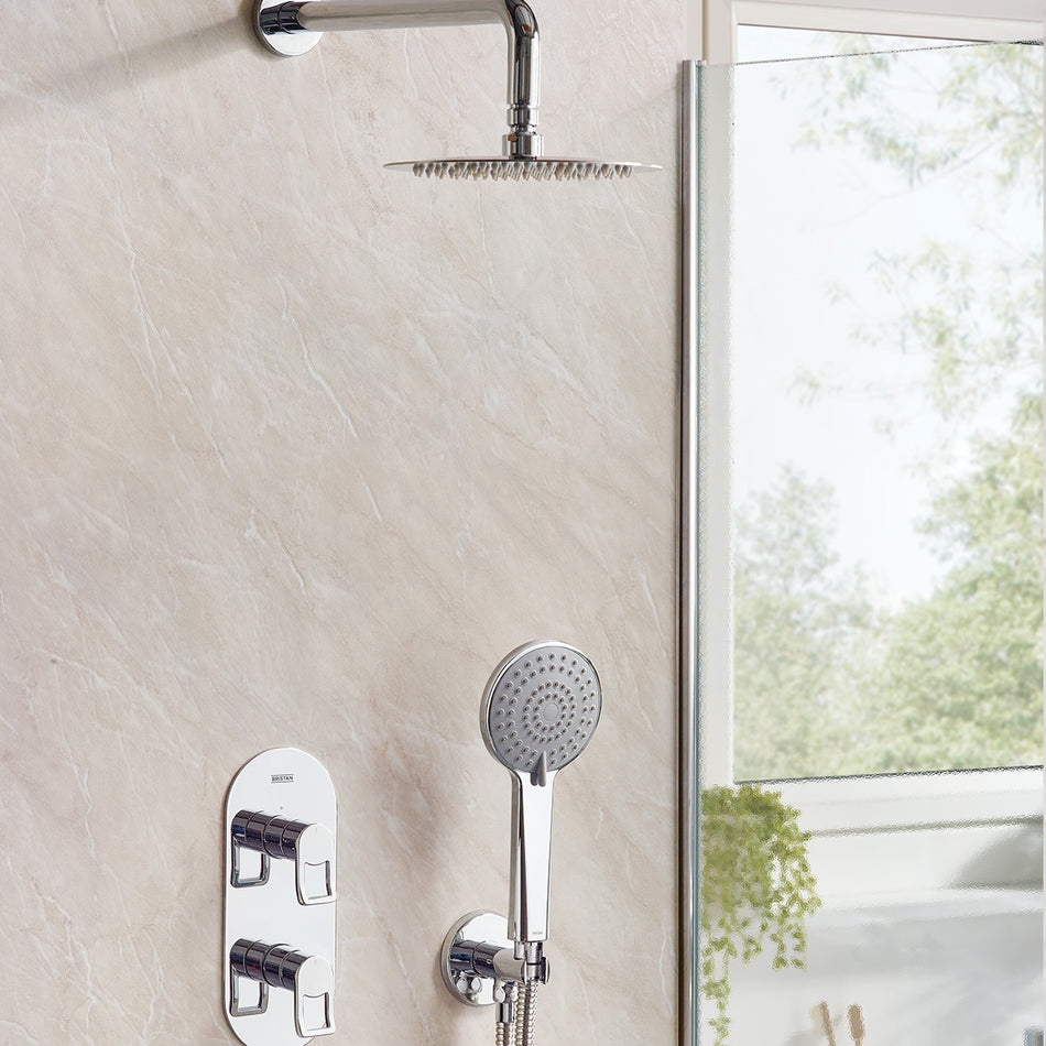 Bristan Saffron 2 Outlet Concealed Shower Mixer With Fixed Head and Handset - Chrome