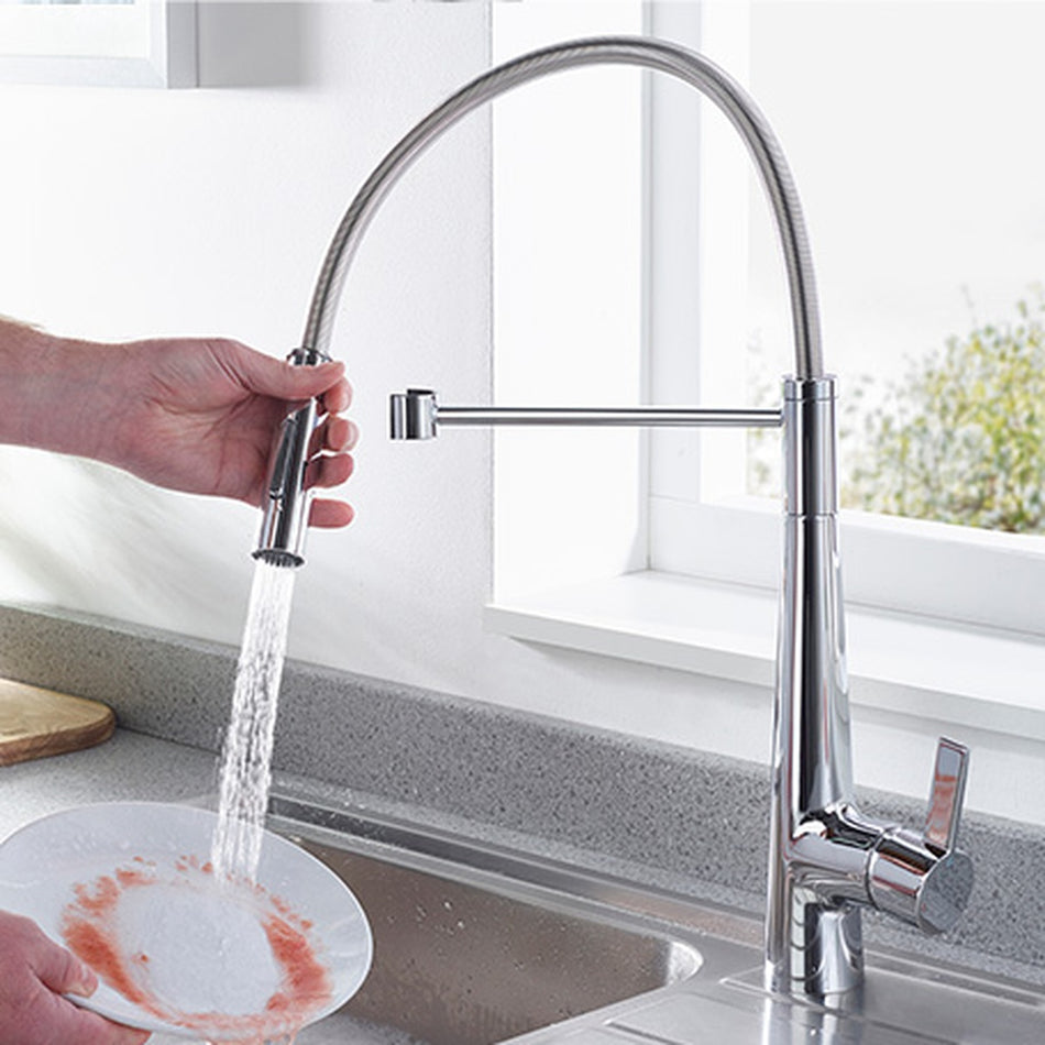 Bristan Sabre Professional Kitchen Mixer Tap With Pull-Down Hose - Chrome