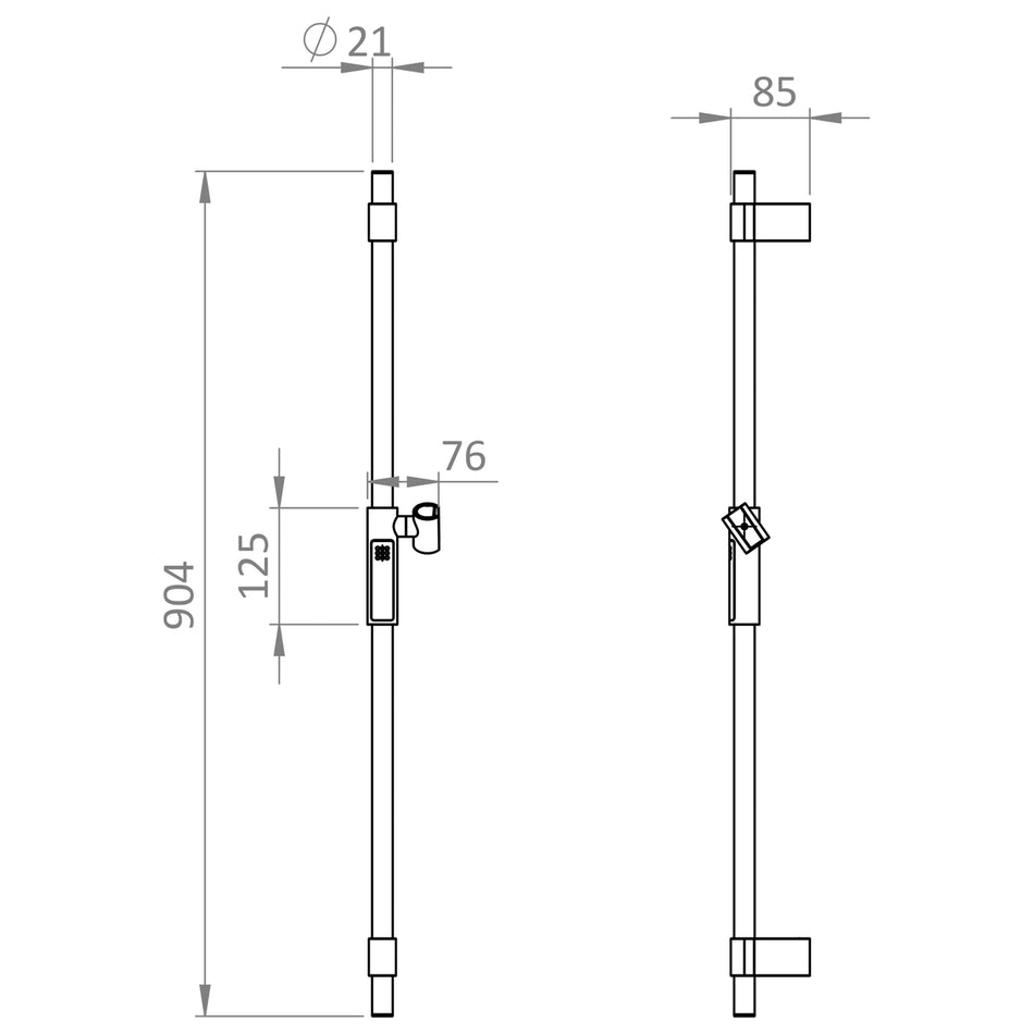 Crosswater Ethos Slide Rail Push Button Only - Chrome 