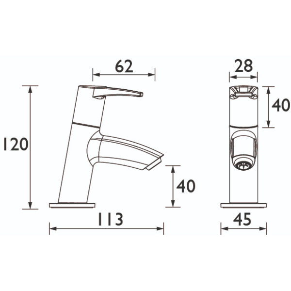 Bristan Smile Basin Pillar Taps - Chrome