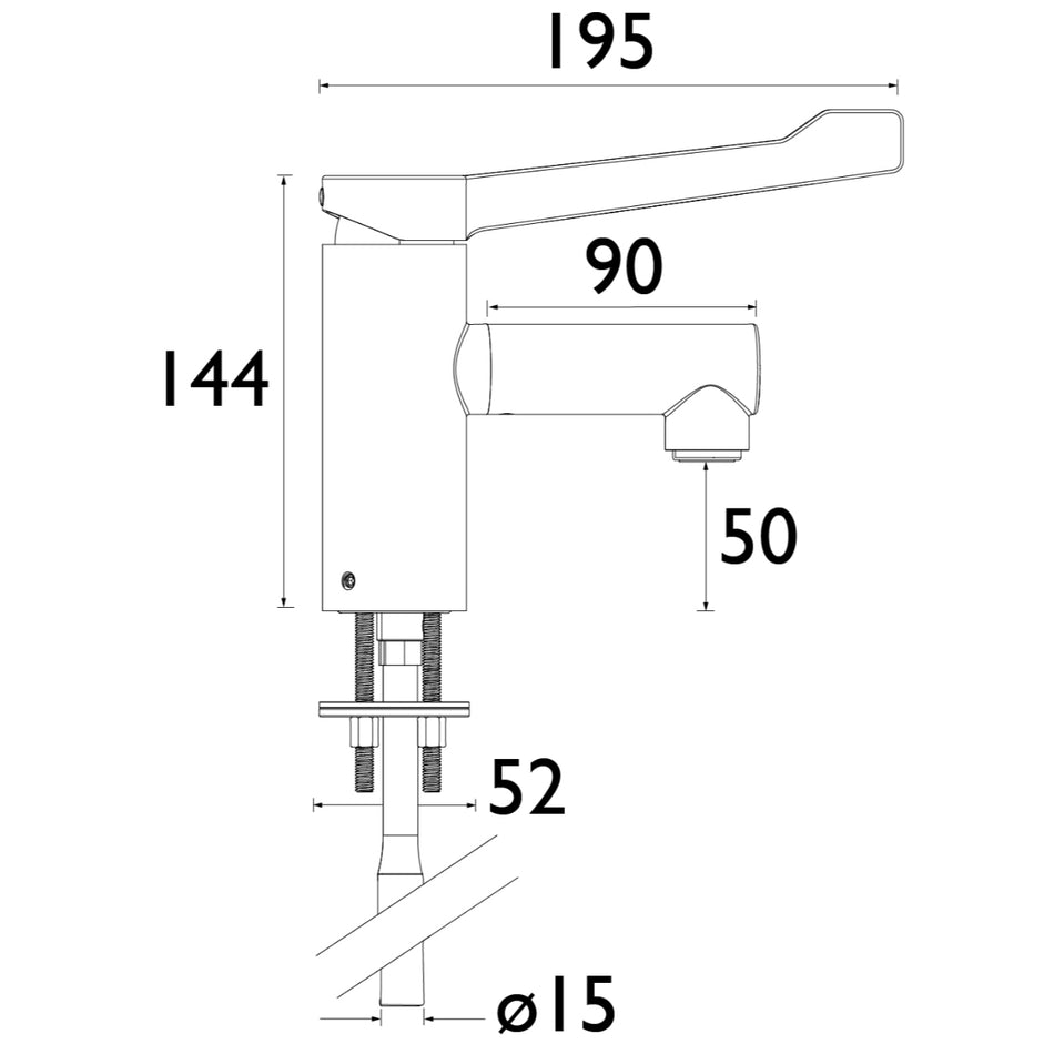 Bristan Solo Non-Thermostatic Healthcare Basin Mixer Tap With Long Lever Handle - Chrome