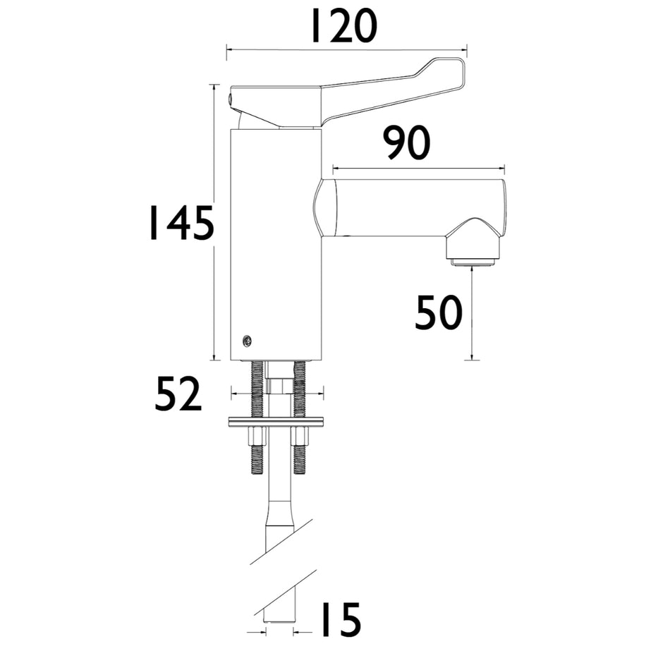 Bristan Solo Non-Thermostatic Healthcare Basin Mixer Tap Short Lever Handle - Chrome