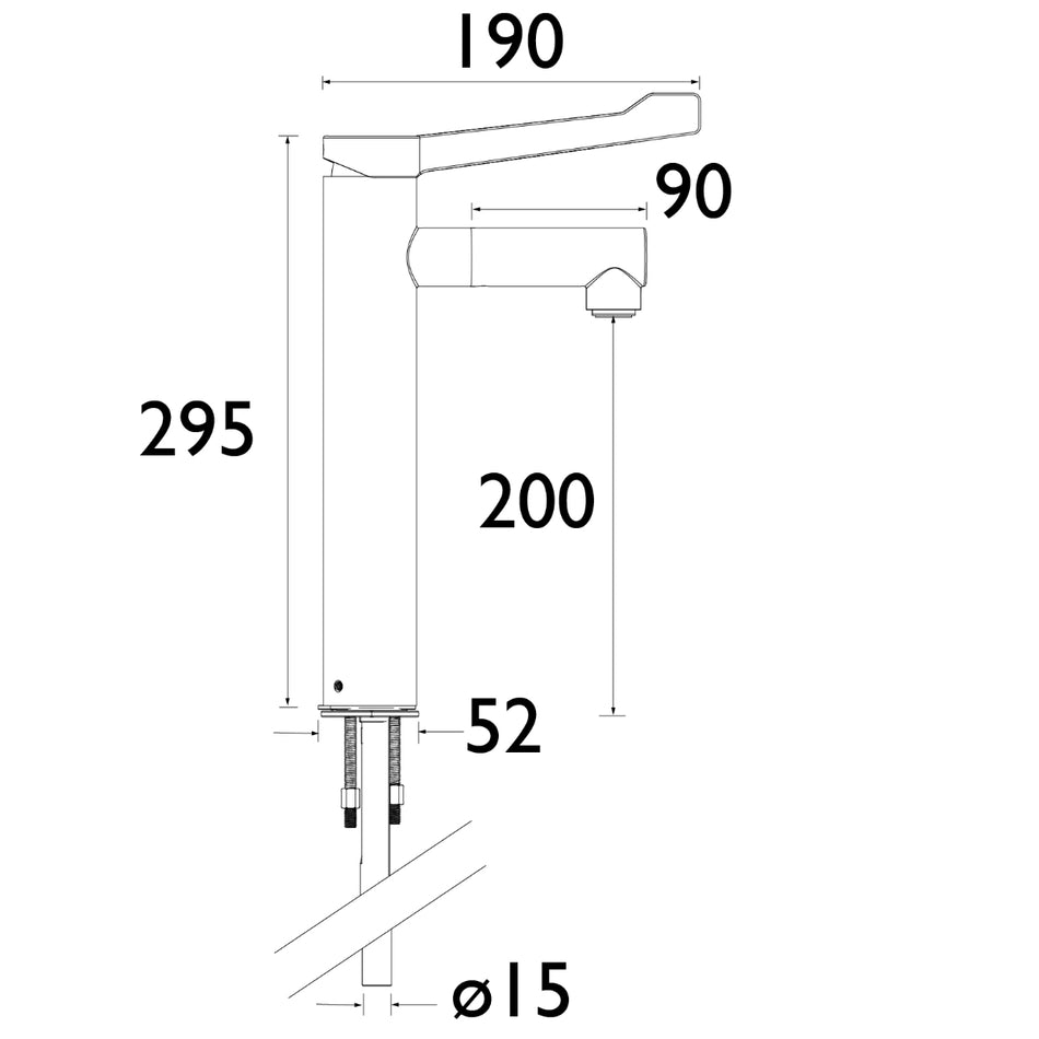 Bristan Solo Non-Thermostatic Healthcare Tall Basin Mixer Tap With Long Lever Handle - Chrome