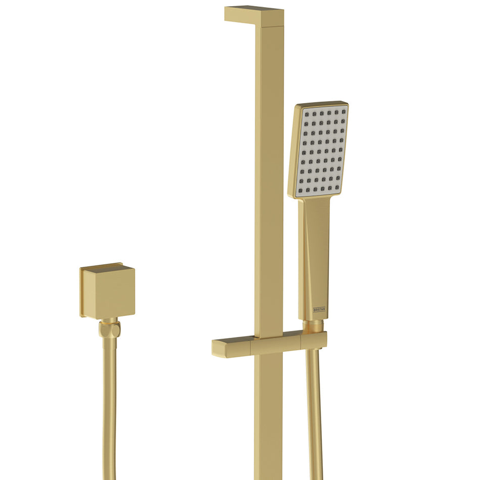 Bristan Square Single Function Shower Slide Rail Kit - Brushed Brass