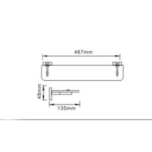 Bristan Square Glass Shelf - Chrome