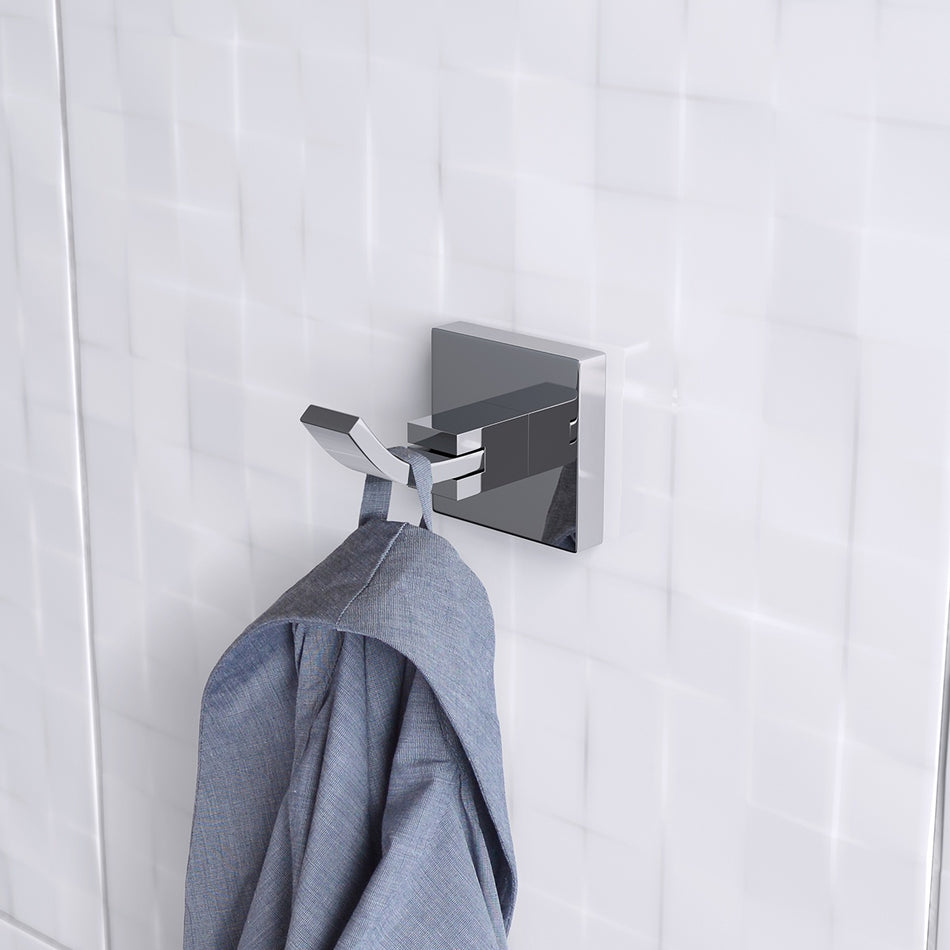 Bristan Square Brass Robe Hook - Chrome Plated
