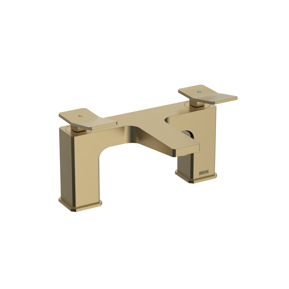 Bristan Tangram 2 Hole Bath Filler Tap - Brushed Brass