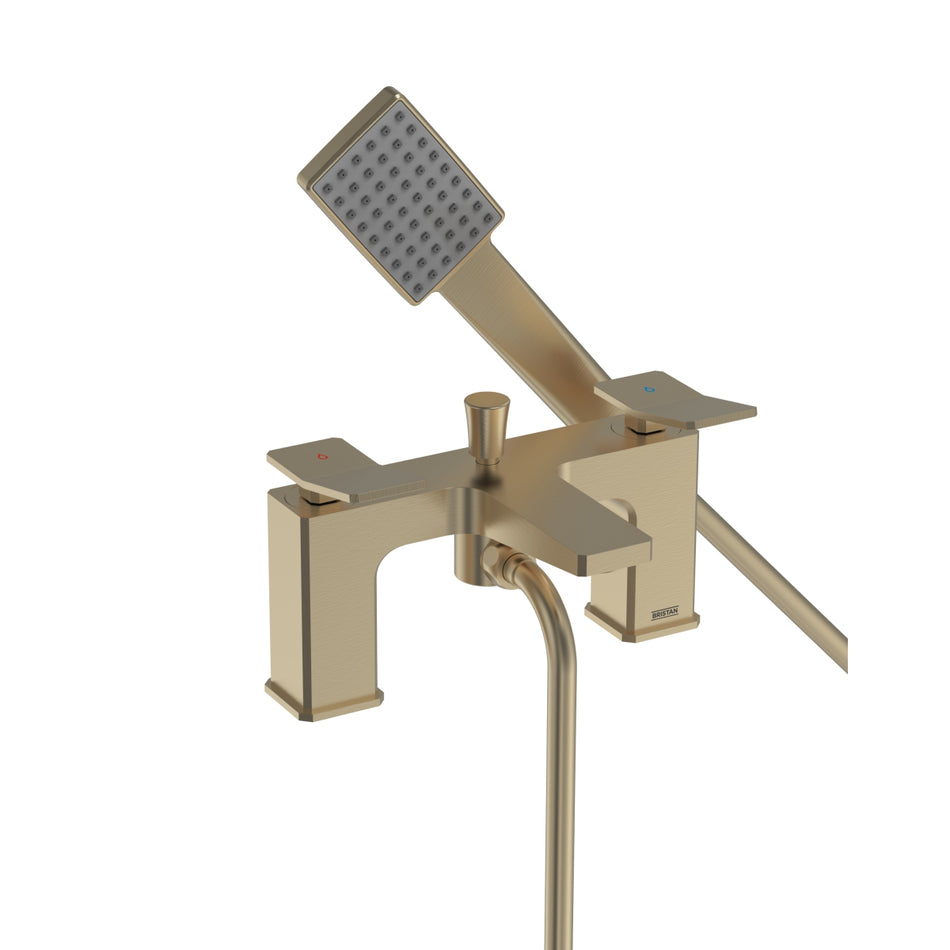 Bristan Tangram Bath Shower Mixer Tap - Brushed Brass