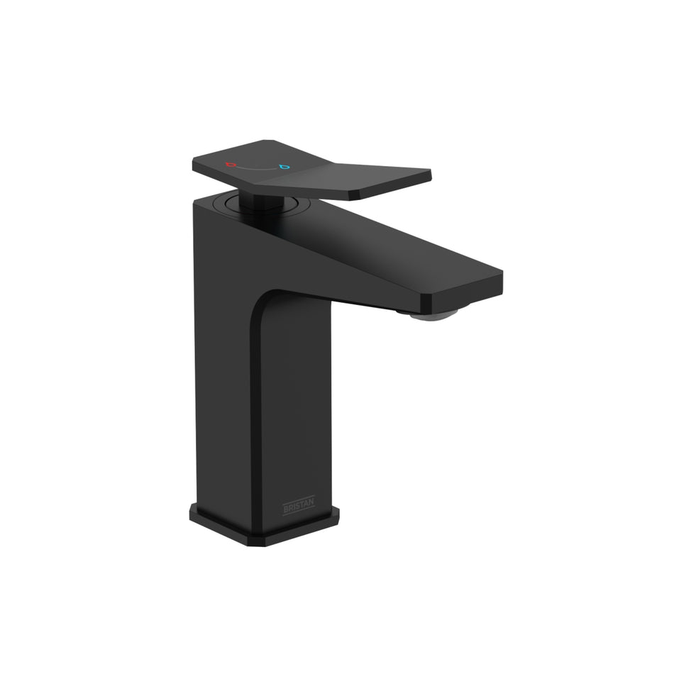 Bristan Tangram Eco Start Basin Mixer Tap With Clicker Waste - Black