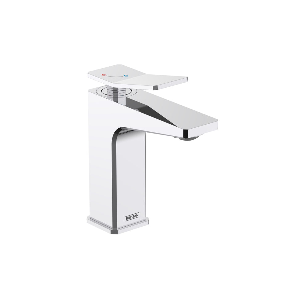 Bristan Tangram Eco Start Basin Mixer Tap With Clicker Waste - Chrome
