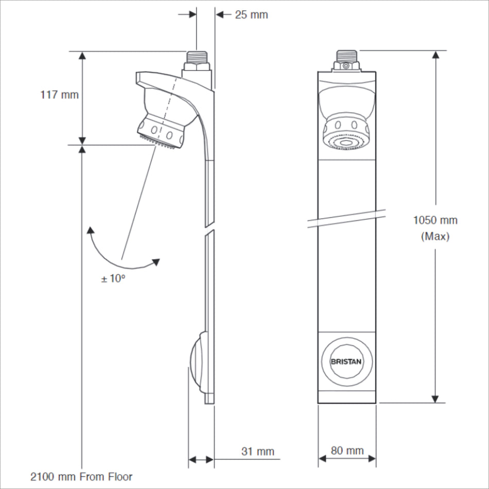 Bristan Timed Flow Shower Panel With Adjustable Head