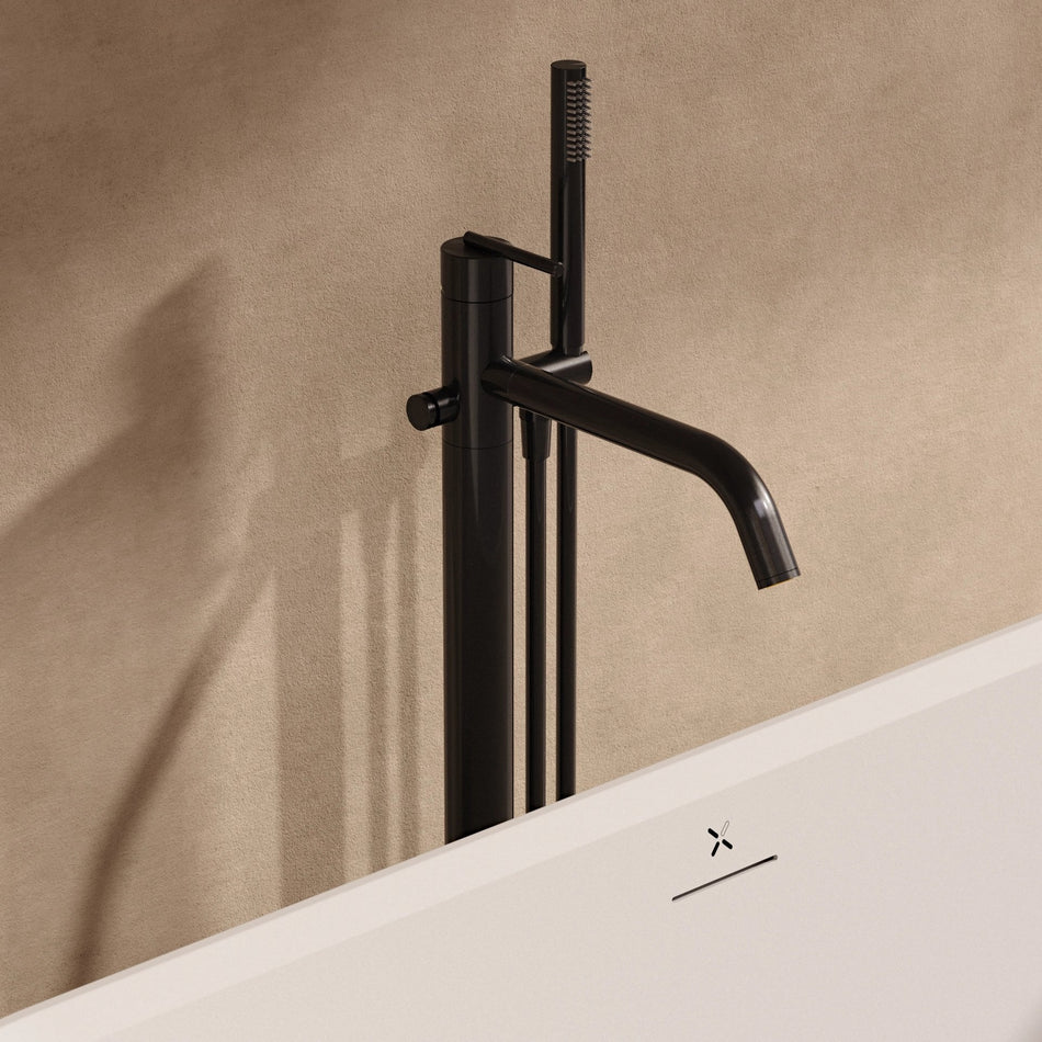 Crosswater 3ONE6 Floorstanding Bath Shower Mixer Tap With Shower Handset and Hose - Slate