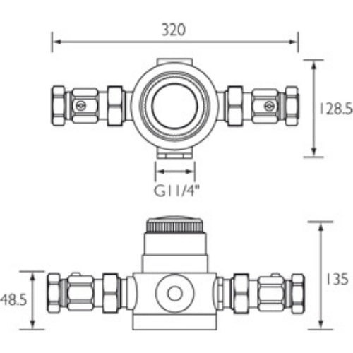 Bristan 28mm Thermostatic Mixing Valve - Chrome