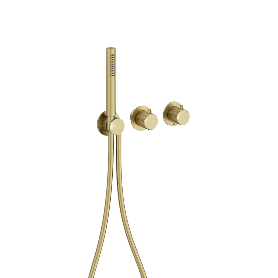 Crosswater 3one6 3 Outlet Thermostatic Concealed Shower Valve With Handset And Hose - Stainless Brushed Brass Effect