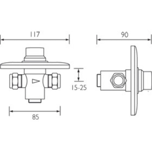 Bristan Timed Flow Push Button Water Control Concealed Shower Valve - Chrome