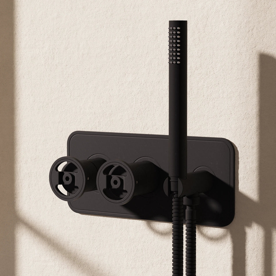 Crosswater Union 2 Outlet 2 Concealed Thermostatic Shower Valve - Brushed Black/Matt Black