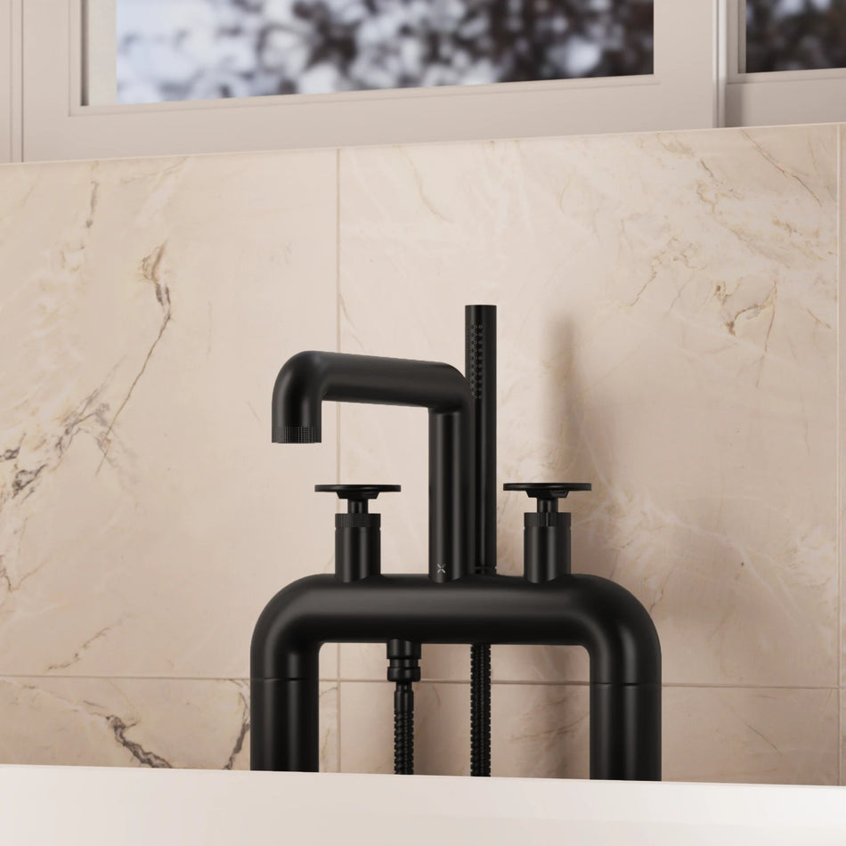 Crosswater Free standing Bath Filler Tap & Shower Kit - Matt Black