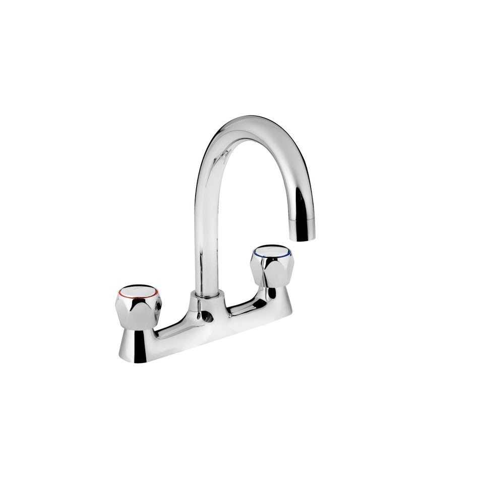 Bristan Club Deck Kitchen Mixer Tap With Metal Heads - Chrome