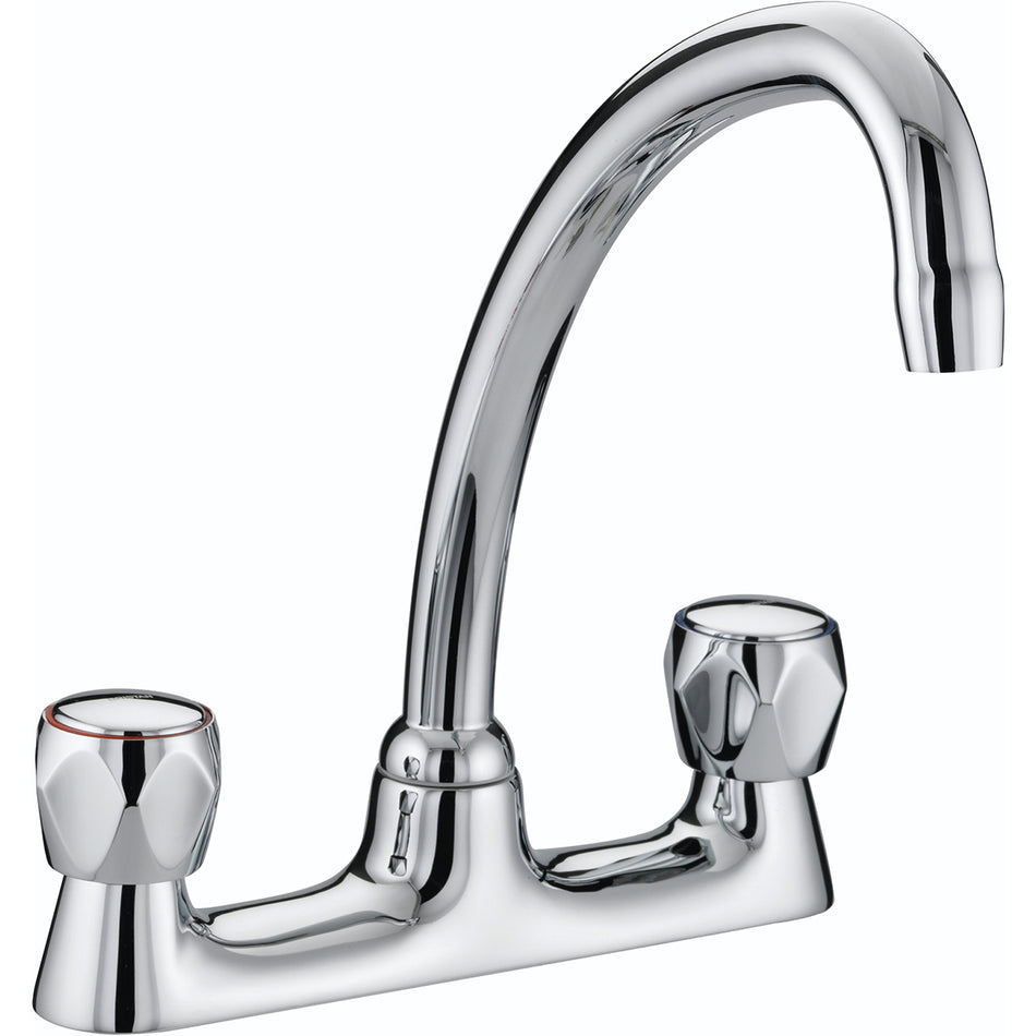 Bristan Club Budget Deck Kitchen Mixer Tap With Metal Heads - Chrome