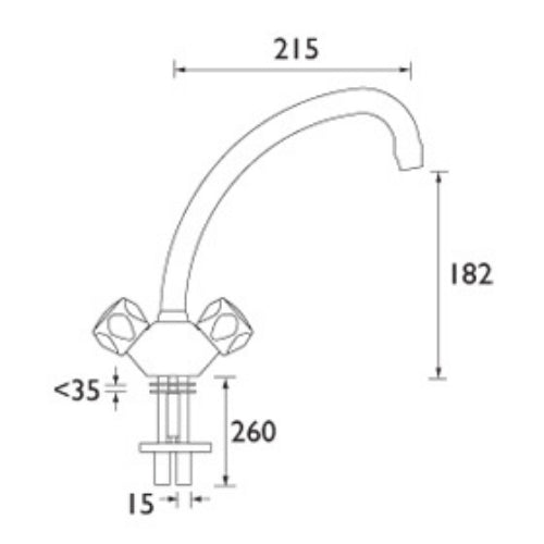 Bristan Club Budget Monobloc Kitchen Mixer Tap With Metal Heads - Chrome