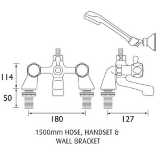 Bristan Club Pillar Bath Shower Mixer Tap - Chrome