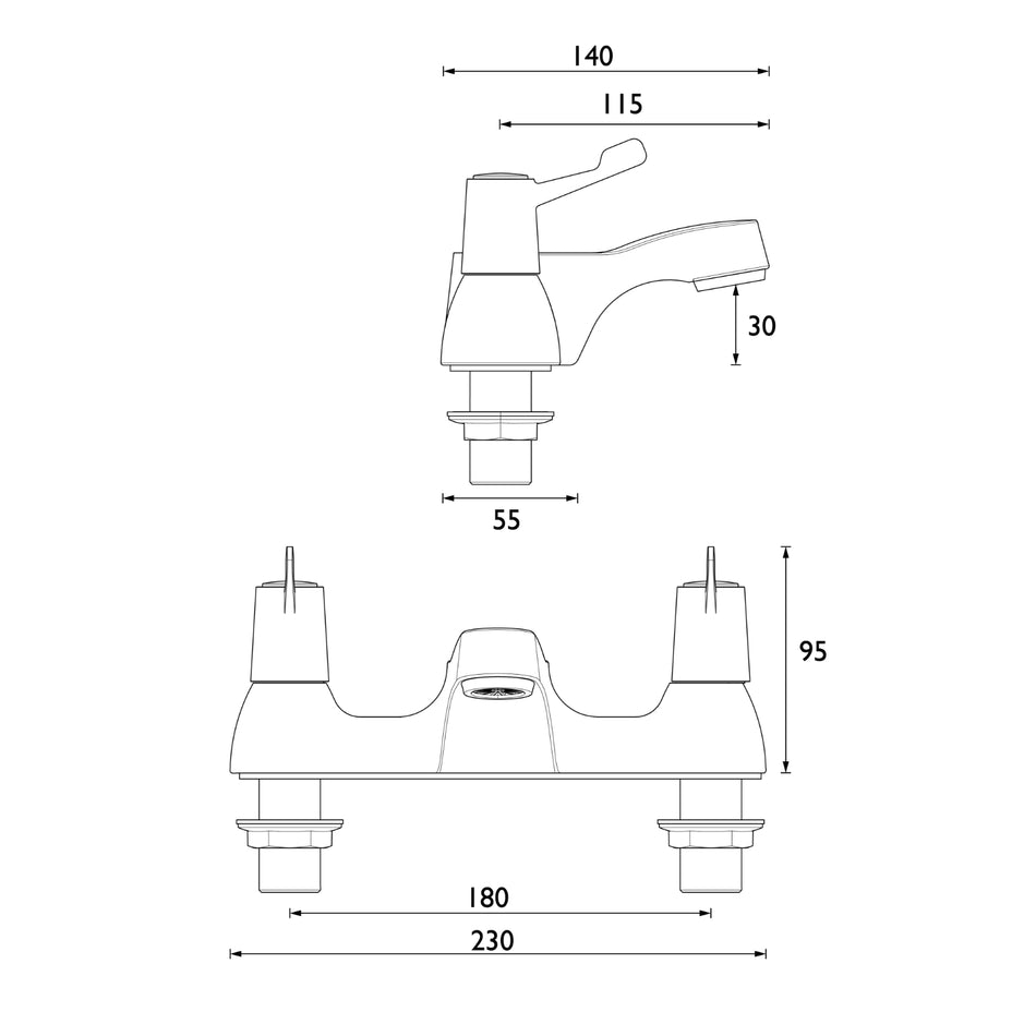Bristan Lever Bath Filler Tap With Ceramic Disc Valves - Chrome