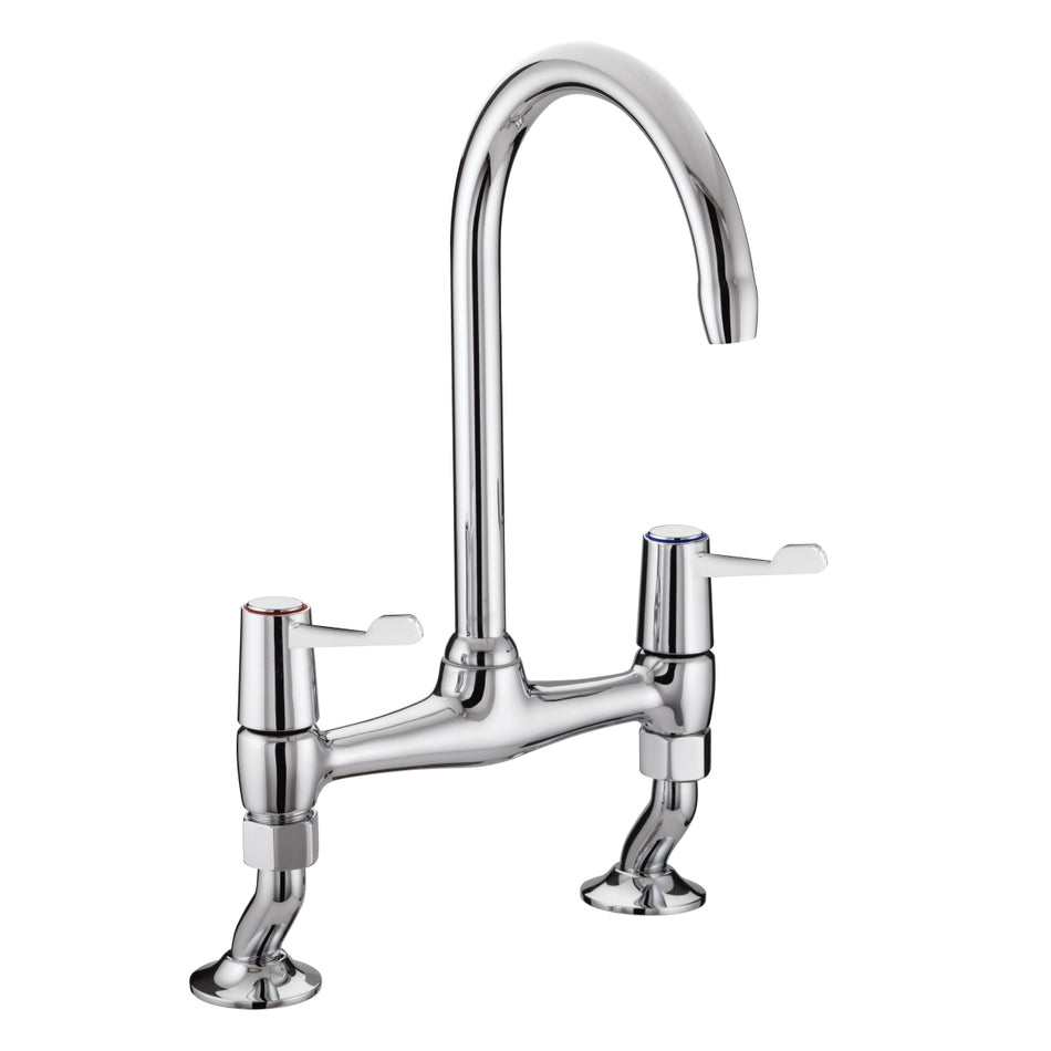 Bristan Lever Bridge Deck Kitchen Mixer Tap With Ceramic Disc Valves - Chrome