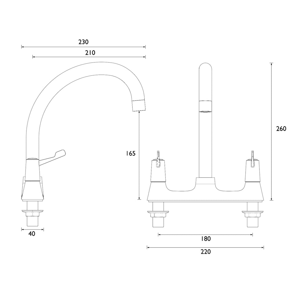 Bristan Lever Deck Kitchen Mixer Tap With Ceramic Disc Valves - Chrome