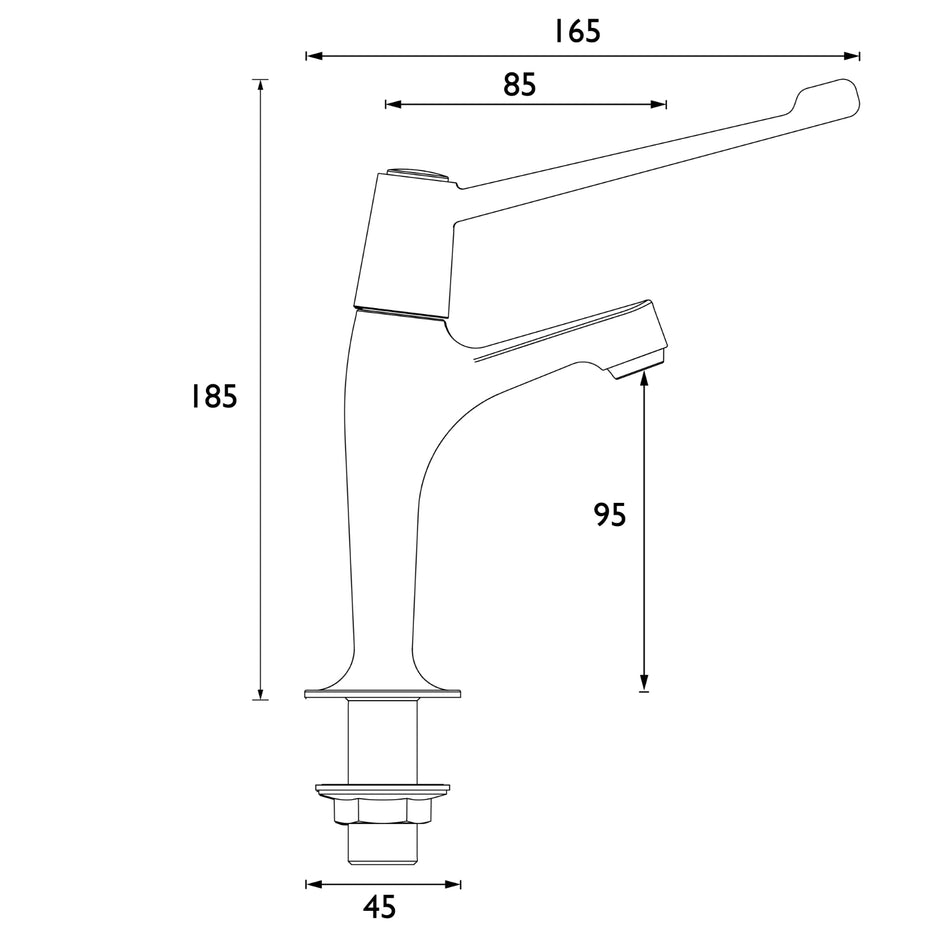 Bristan Lever High Neck Kitchen Pillar Taps With 6In Levers And Ceramic Disc Valves - Chrome