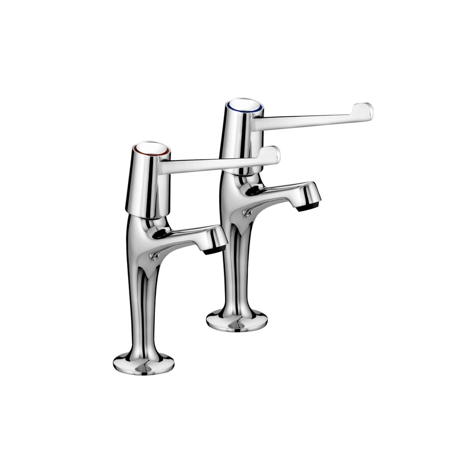 Bristan Lever High Neck Kitchen Pillar Taps With 6In Levers And Ceramic Disc Valves - Chrome