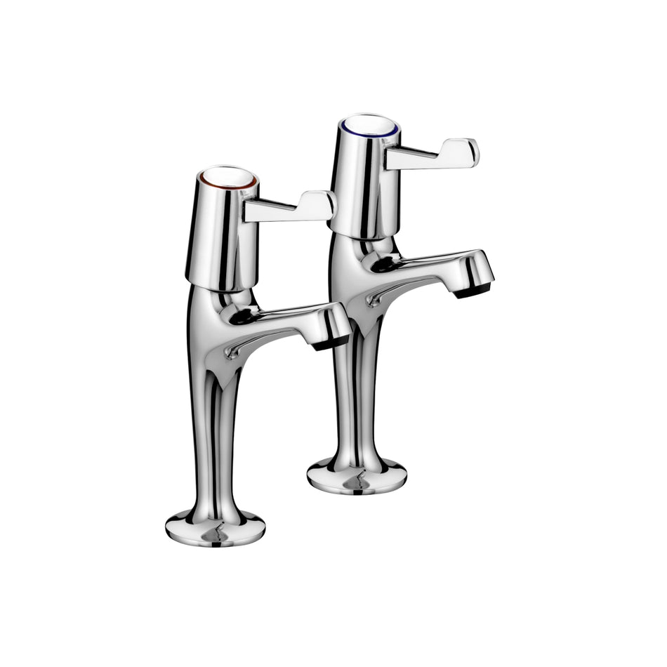 Bristan Lever High Neck Kitchen Pillar Taps With Ceramic Disc Valves - Chrome