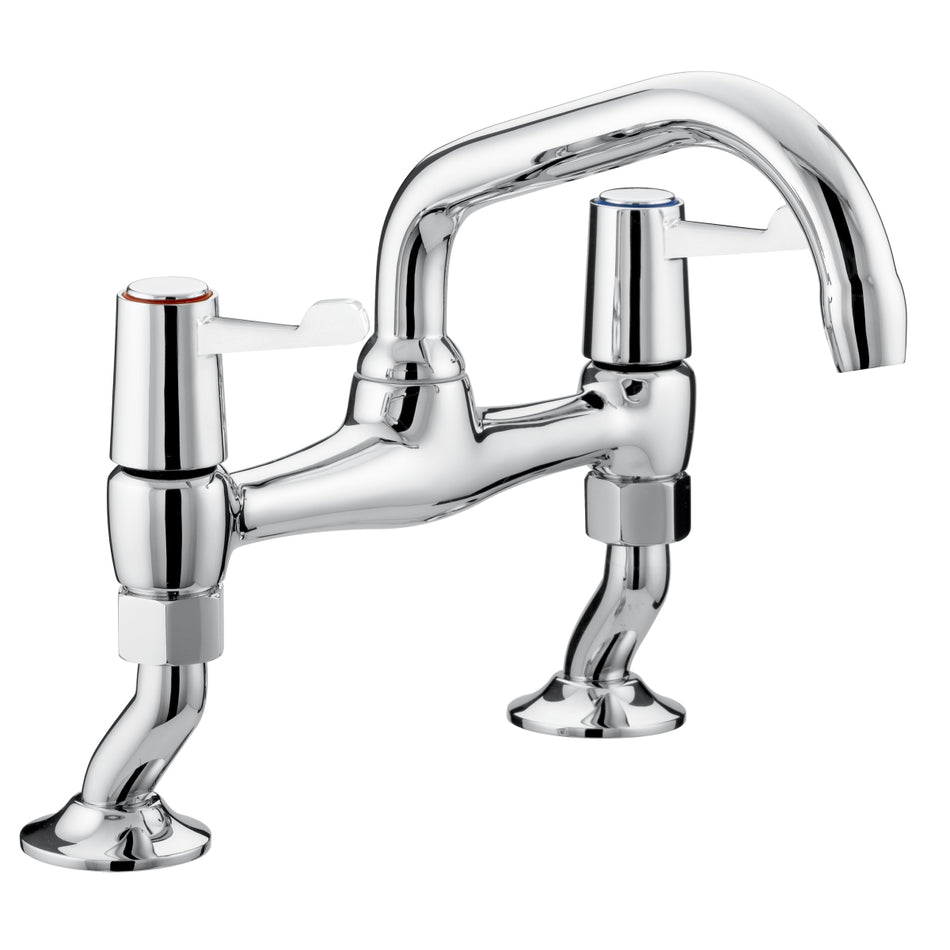 Bristan Lever Pillar Bridge Kitchen Mixer Tap With Ceramic Disc Valves - Chrome