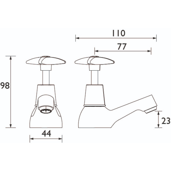 Bristan Crosshead Top Basin Pillar Taps - Chrome