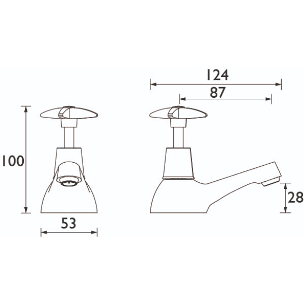 Bristan Crosshead Top Bath Pillar Taps - Chrome