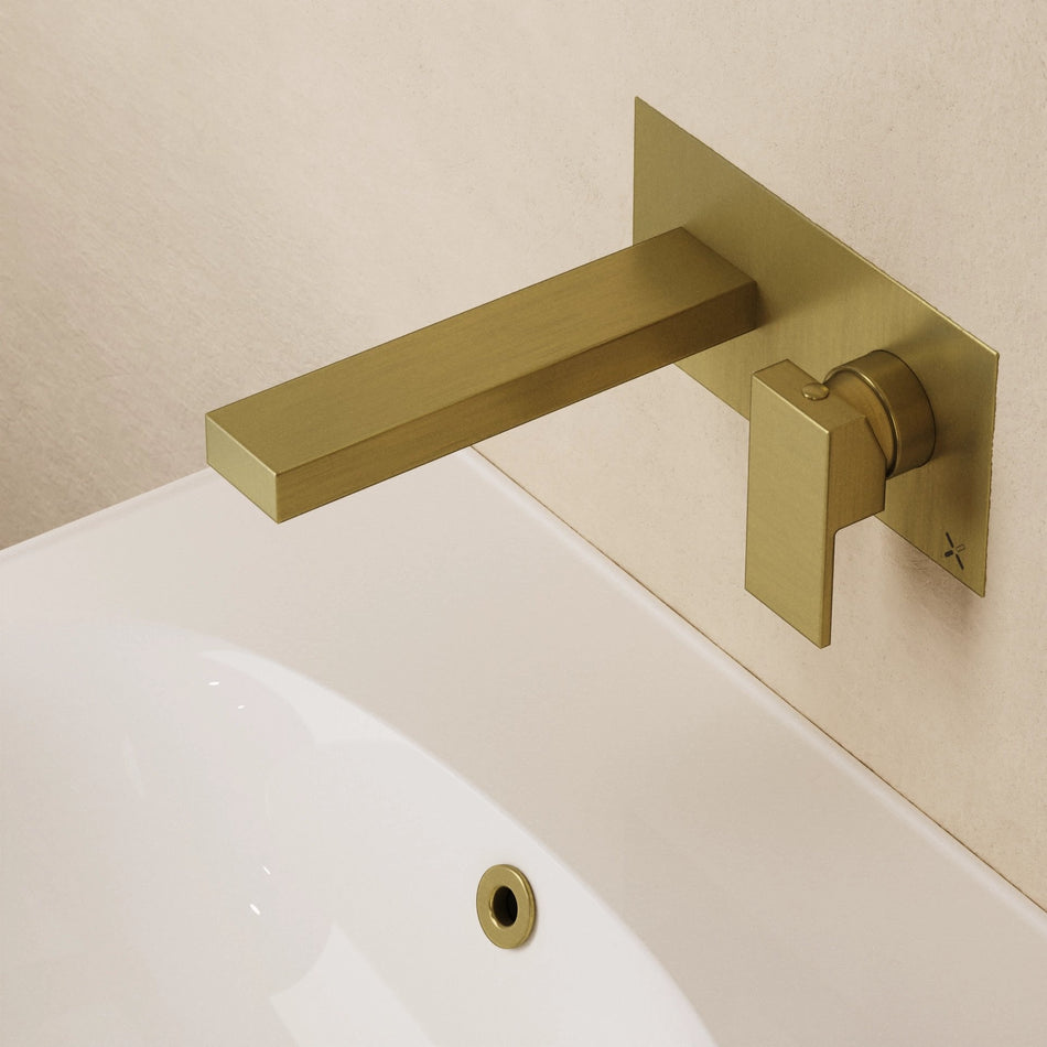 Crosswater Verge Wall Mounted Basin Mixer Tap - Brushed Brass