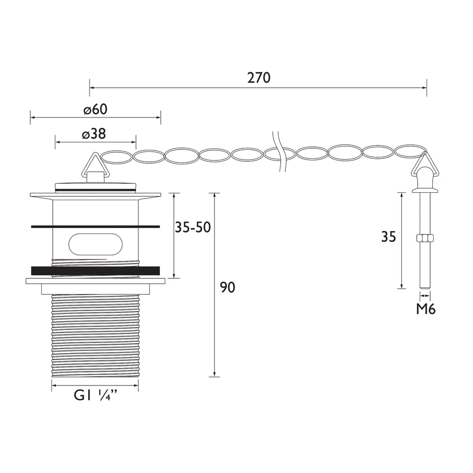 Bristan Basin Waste With Plug Slotted - Chrome