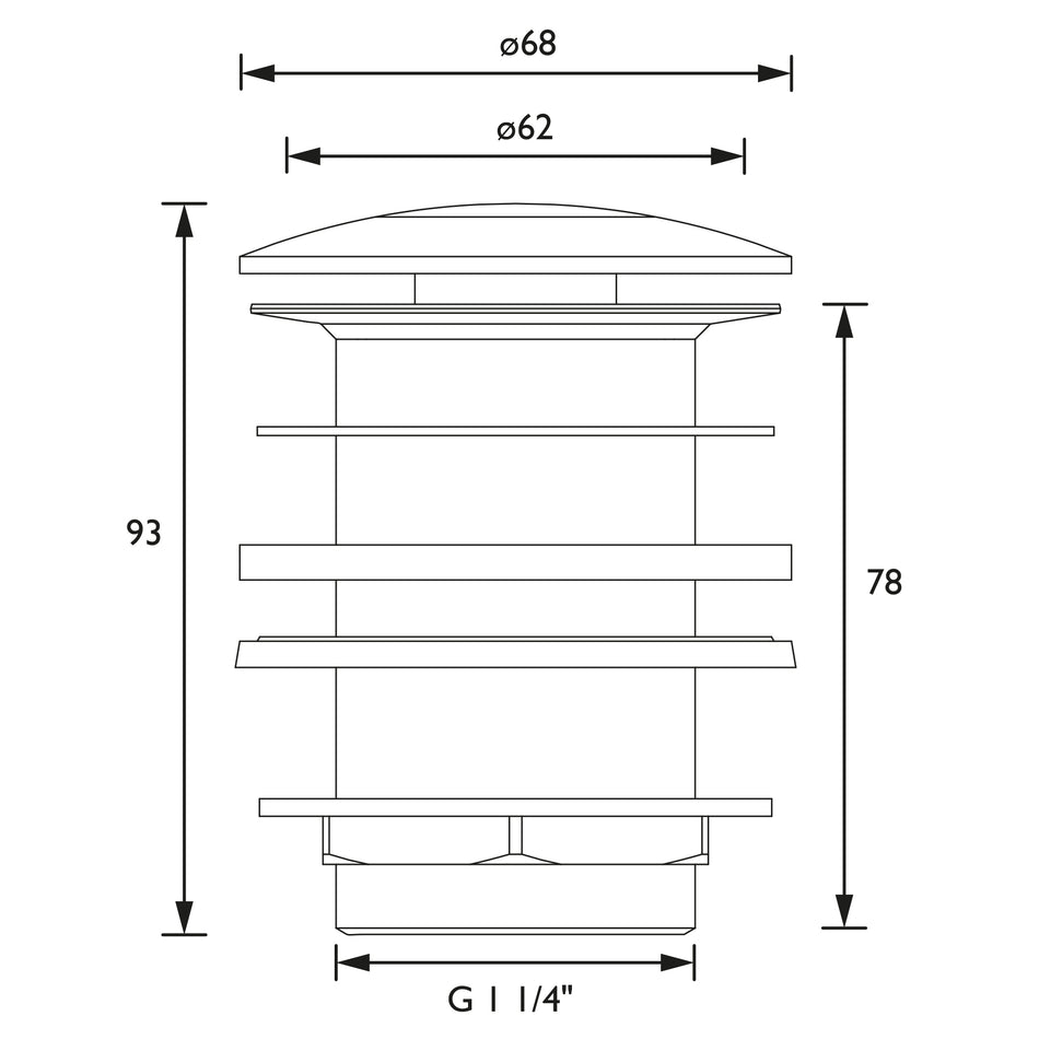 Bristan Round Push Basin Waste Unslotted - Chrome