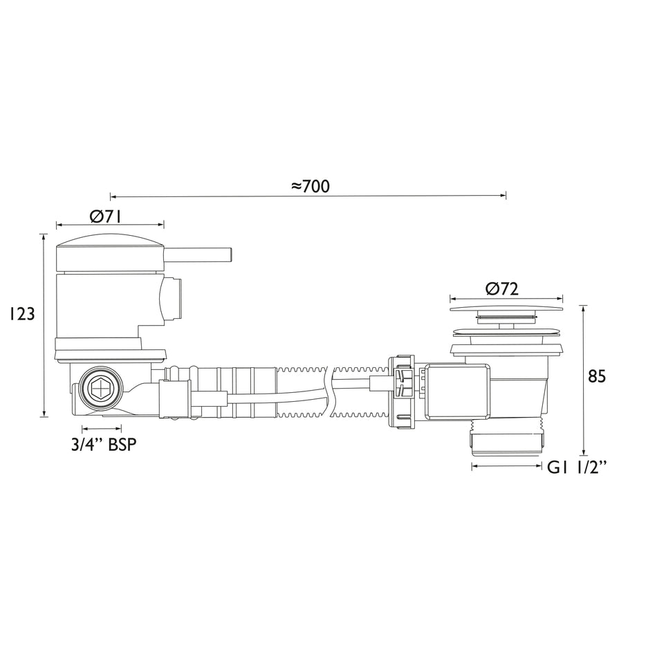 Bristan Overflow Bath Filler With Pop Up Waste - Chrome