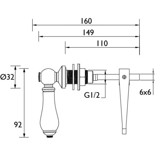 Bristan Cistern Lever Plated With White Components - Chrome