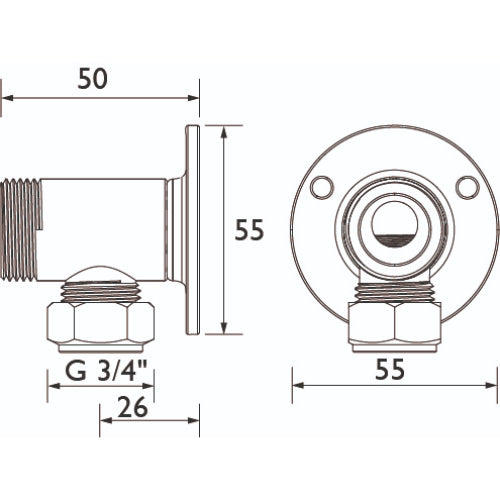 Bristan Wall Mounted Pipework Fittings - Chrome