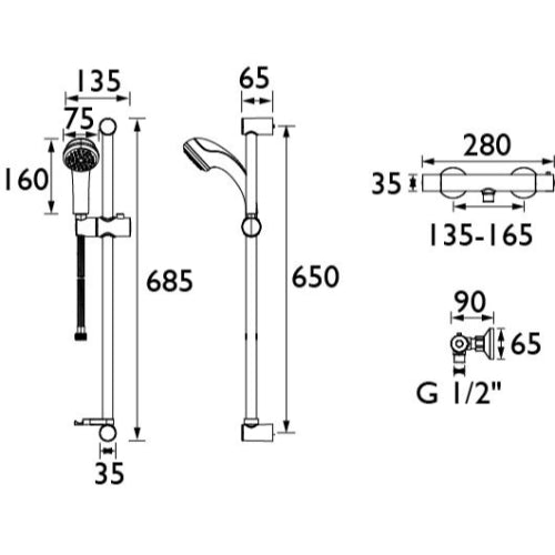 Bristan Zing Safe Cool Touch Bar Shower With Kit - Chrome