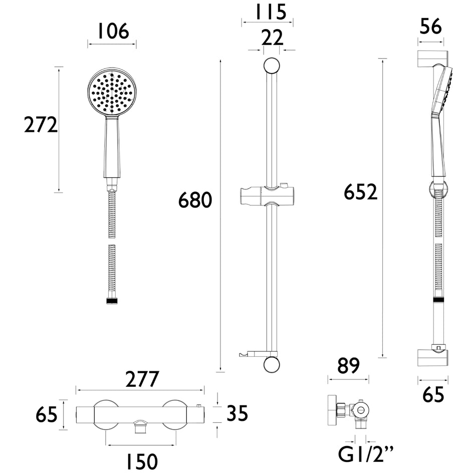 Bristan Zing Safe Touch Bar Mixer With Fast Fit Connections And Shower Kit - Chrome